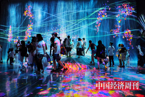 teamLab Borderless吸引了很多艺术爱好者和年轻人（孙冰摄）